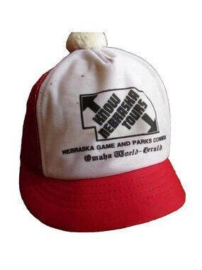 Vintage Mesh Snapback Cap Nebraska Know Tours Trucker Hat Red Omaha World-Herald